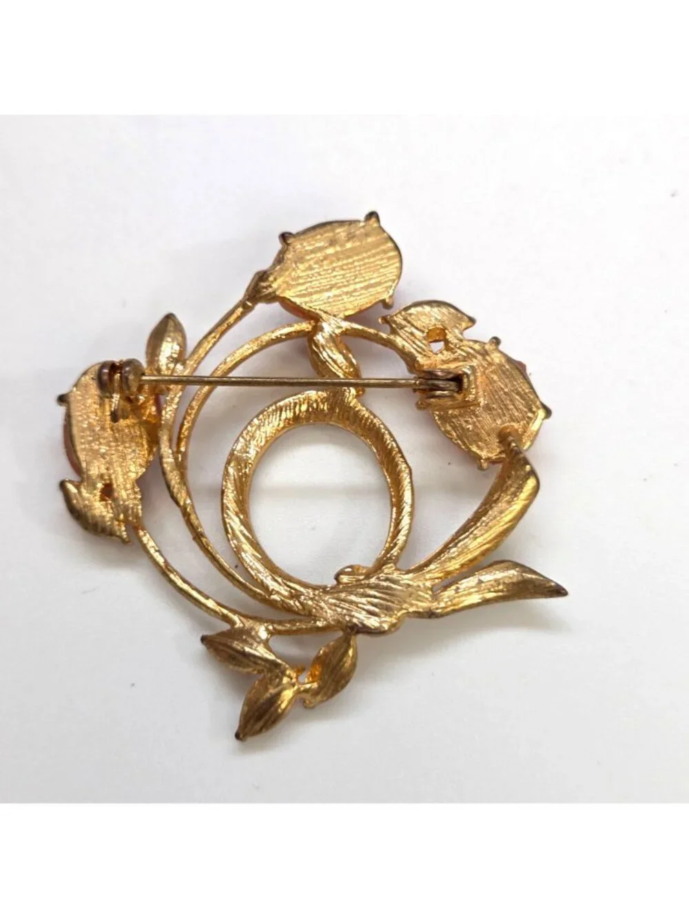Vintage Lucite Glitter & Rhinestone Floral Brooch